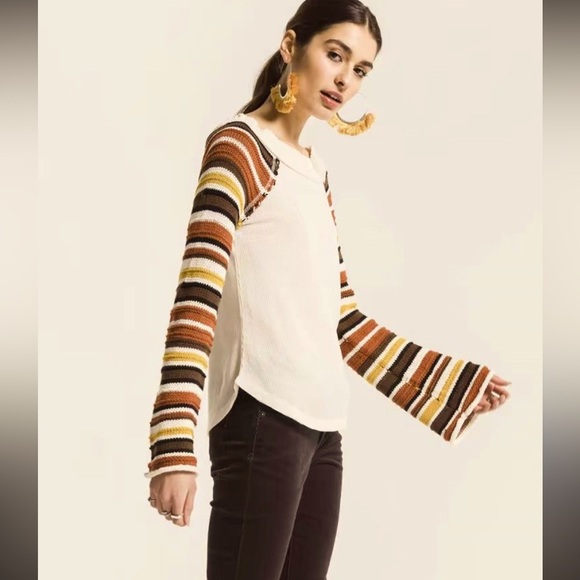 Altar'd State Sweaters - Altar’d State Shirt Striped Multicolor Long Knit Sleeve